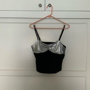 Forever 21 Silver and Gray Embellished Crop Camisole